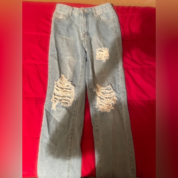 Distressed Light Blue Women's Jeans - Picture 1 of 1